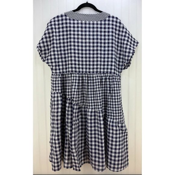 Anthropologie 11 1 TYLHO Navy Blue Gingham Check A-Line Dress Cottagecore XS NWT - Picture 8 of 8